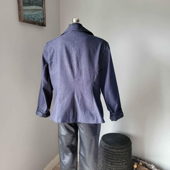CLEO Denim Blazer Jacket Sz 14- 1X  Petite - Picture 6 of 10